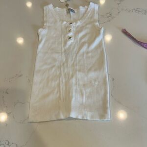CHANEL Women's Ribbed Tank Top In White